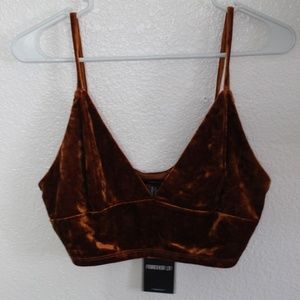 Velvet Rust Orange Crop Top Bra